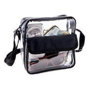 Clear Crossbody Messenger Shoulder Bag with Adjustable Strap (Black)