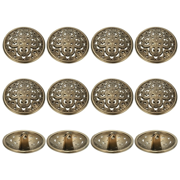 Metal Round Hollow Buttons, Retro Hollow Shank Sewing Buttons for Coat Shirt 20 mm & 12 Pack & Dark Gold