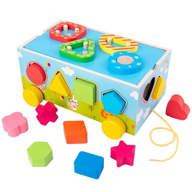 Niños Pequeños Educación Temprana Forma Geométrica Juguetes A Juego Forma De Remolque Poroso De Madera seitruly FN003464-02