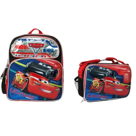 cars backpack with lunch bag