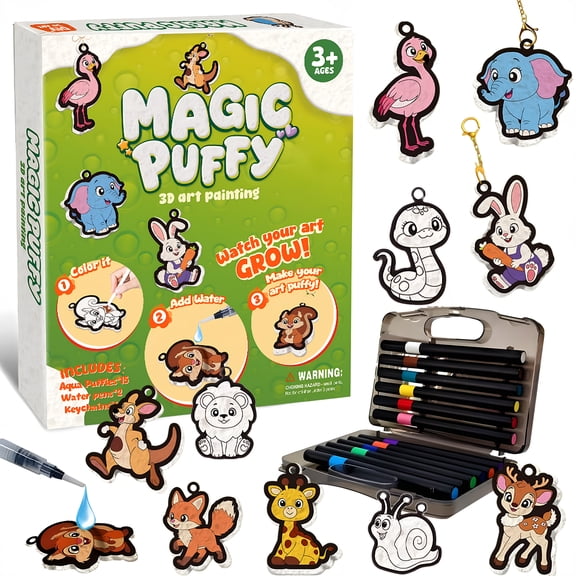 KORALAKIRI Magic Puffy Paint, Foam Texture 3D Painting Kit for Kids Art Crafts Mess-Free Toys, Birthday Gifts for Boys Girls Ages 3