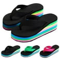 thumbnail image 6 of Beach Flip Flops for Women Indoor Outdoor 2025 Summer Casual Rainbow Chunky Platform Dress Slip on Sandals, 6 of 7