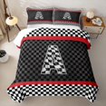 thumbnail image 2 of Homewish Racing Flag Twin Quilt Set for Boys, Monogrammed A Twin Coverlet Set, 2 of 7