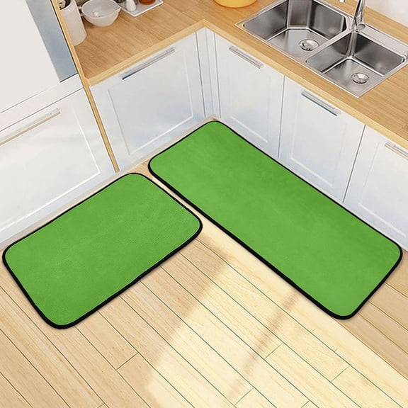 Ryvnso Grass Green Background Kitchen Rugs Set Non Slip Runner Mats for Dining Room