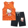 thumbnail image 3 of Hello Kitty, pantalones cortos de algodón para niñas con dibujos animados, chaleco de dos piezas de verano para bebés, ropa cómoda y bonita, ropa sin mangas para niños, 3 of 5