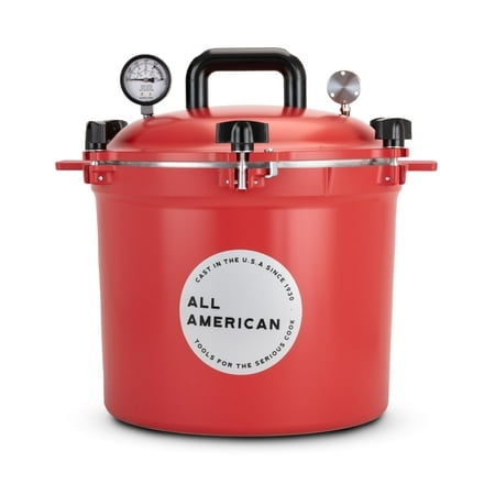 All American 1930 21.5qt Pressure Cooker/Canner (The 921), Tomato Red - Exclusive Metal-to-Metal Sealing System - Suitable for Gas, Electric, or Flat Top Stoves - Made in the USA