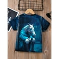 thumbnail image 3 of Child Boys Summer Casual Tops Short Sleeve Round Neck Animal Print Loose Fit T-shirt, 3 of 9