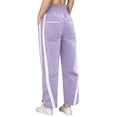 thumbnail image 6 of Sewkxo Womens Baggy Fit Wide Leg Trouser Casual Drawstring Elastic Waist Quick Dry Tracktrousers 2026 Fashion Contrast Color Striped Trousers with Pockets,Purple S, 6 of 7