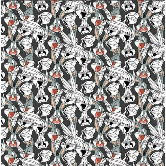 Looney Tunes Bugs Expressions Charcoal Cotton Fabric Size: 1 yard
