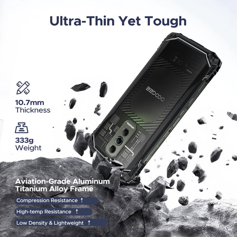 DOOGEE Blade 10 Ultra Energy Rugged Phone 4.5G,36GB+256GB/2TB /6150mAh OTG / 64MP/ 6.56" HD+ 90Hz Android 15 Rugged Smartphone Dual SIM/NFC/Face ID/Fingerprint/IP68/IP69K Waterproof Phone 2026