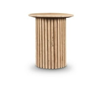 Meridian Furniture Genoa Beige Travertine Stone End Table