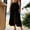 Black, variant on Womens Elastic High Waist Tiered Ruffle Midi Skirt Front Split Button Down Solid Boho Long Skirt for Summer Casual Wear White M(M)