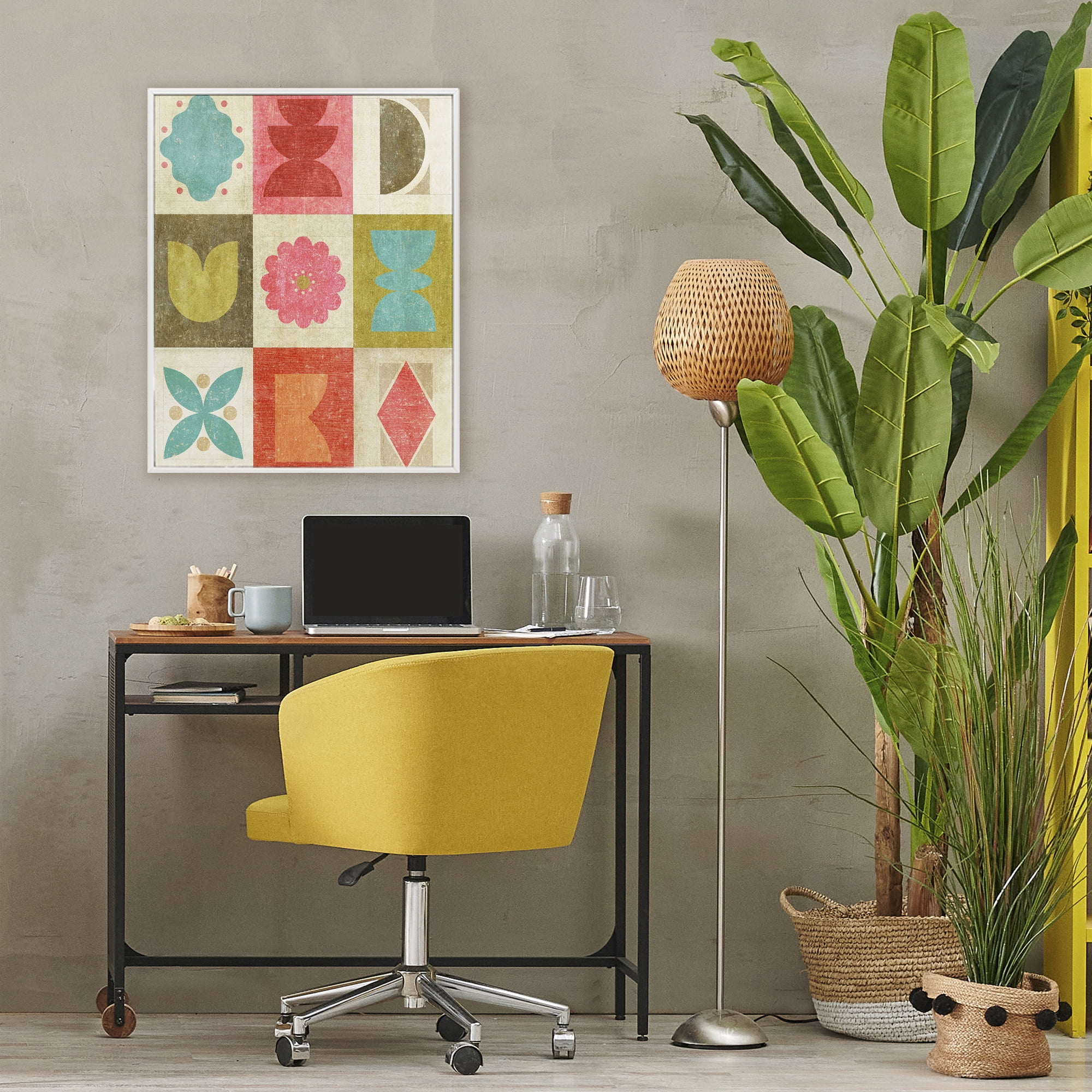 Stupell Industries Happy Dance Geometrics White Framed Giclee Art, design by Suzanne Nicoll
