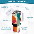 thumbnail image 2 of Yayeee 40oz Stainless Steel Tumbler with Straw and Handle Double-Wall Insulated Travel Water Bottle, Beige Abstract, 2 of 8