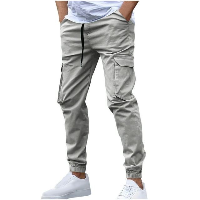 Dagugfen Cargo Pants for Men Drawstring Elastic Waist Outdoor Training Running Athletic Trousers