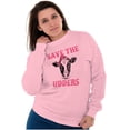 thumbnail image 3 of Breast Cancer Awareness Save Udders Women Crewneck Sweatshirt Brisco Brands X, 3 of 6