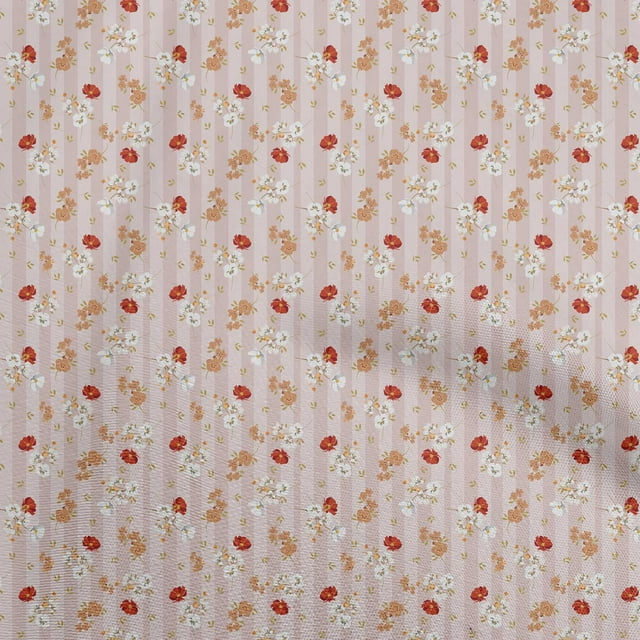 oneOone Polyester Spandex Dusty Pink Fabric Floral Craft Projects Decor Fabric Printed By The Yard 56 Inch Wide
