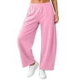 thumbnail image 2 of CFLVAEK Sweatpants Women Barrel Wide Leg Baggy Lounge Pants with Pockets Casual Elastic Waist Workout Sweat Pant Pink S, 2 of 9