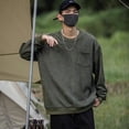 thumbnail image 2 of Sudadera con capucha holgada informal de gran tamaño con cuello redondo y gráfico de paneles de rayas otoñales para hombre, estilo urbano, con bolsillos, estilo Y2K, 2 of 5