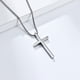 thumbnail image 2 of Collar de cruz de acero de titanio simple sin género, personalidad de nicho brillante, colgante de cadena de suéter para hombres y mujeres, 2 of 5