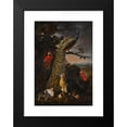 thumbnail image 2 of David de Coninck 14x18 Black Modern Framed Museum Art Print Titled - Landscape with a Peacock, Parrot, Chicken, Turkey, Two Rabbits and a Guinea-Pig, 2 of 5