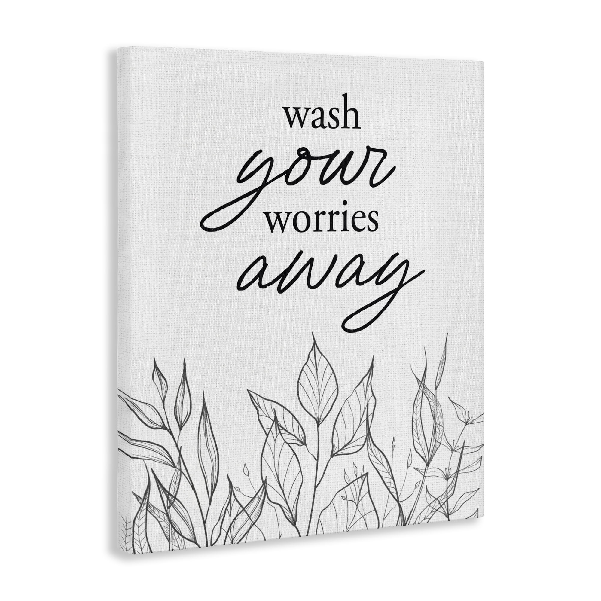 Wash Your Worries Away Minimalist Canvas Wall Art, design by Lettered and Lined