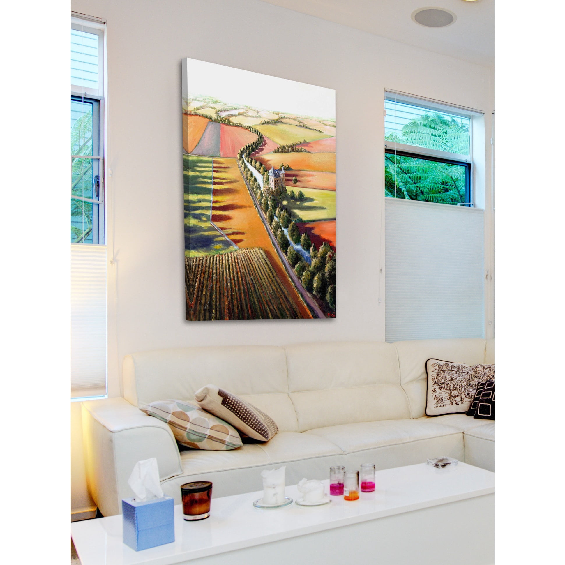 "Chateau by the River" Painting Print on Wrapped Canvas