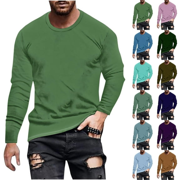 BXINGOHAI Men's casual Crewneck Sweatshirt Thick Loose fit Soft Basic Pullover Sweatshirt Today Army Green,2XL