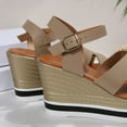 thumbnail image 5 of Womens Sandals Ladies Wide Fit Closed Toe Mid Heel Espadrille Wedge Sandals Strappy Party Shoes Wedding Ankle Strap Bridal Khaki 5.5, 5 of 7