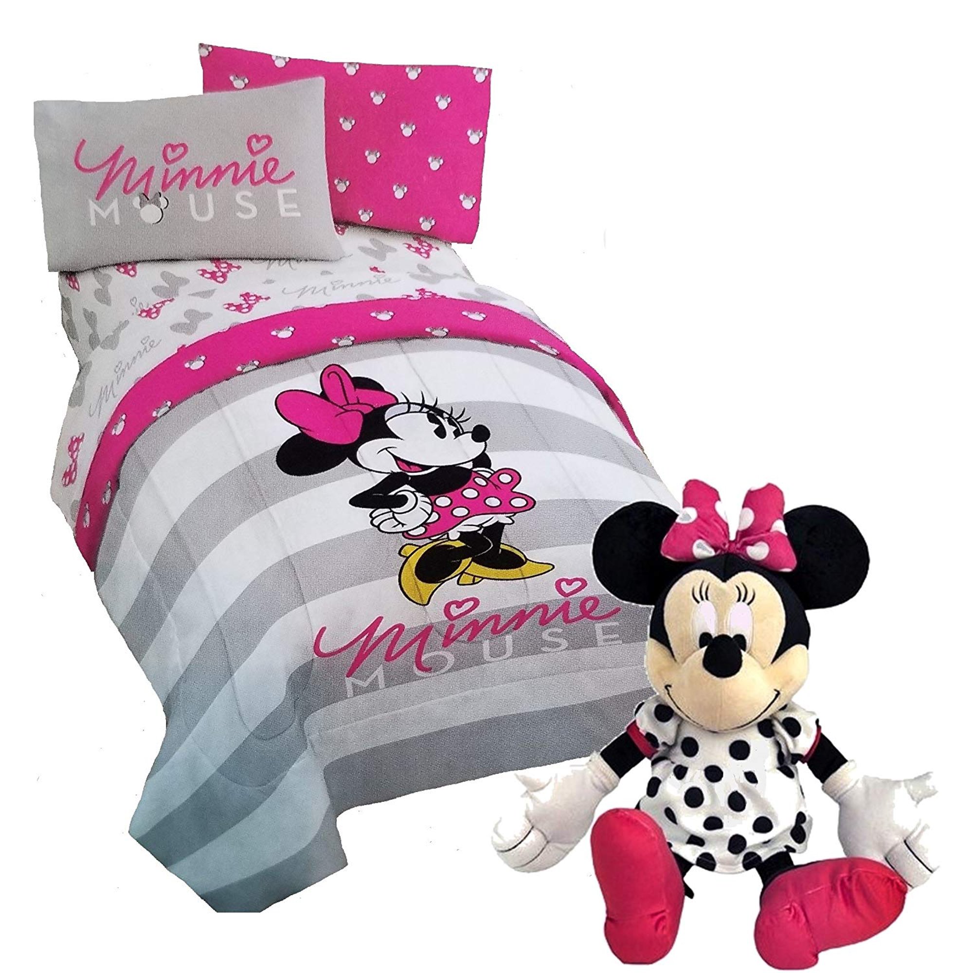 Minnie Mouse Twin Reversible Comforter And 3 Piece Sheet Set With