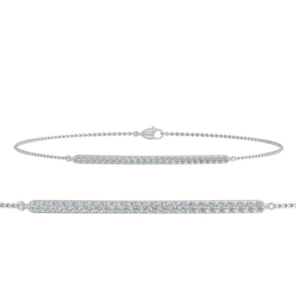 1/5 Carat Diamond Bracelet with Chain in 14K White Gold (7 Inch) (I1-I2 Clarity)