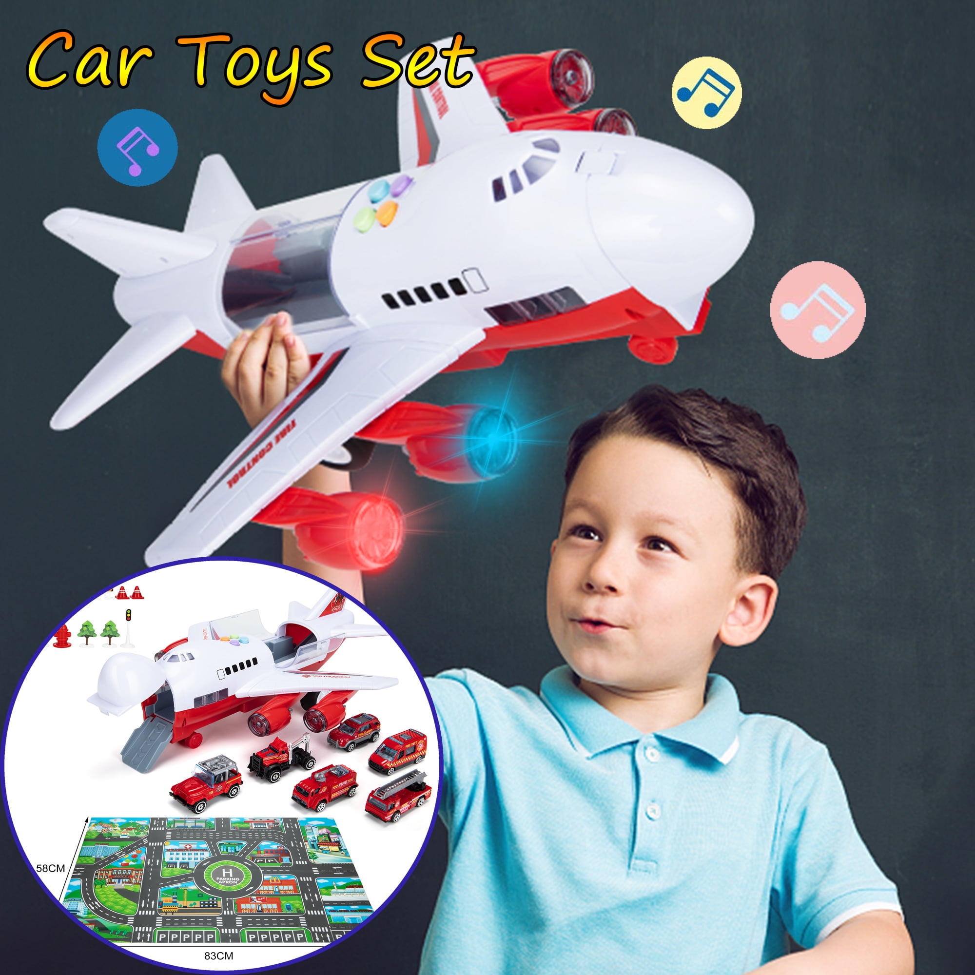Transport Cargo Toy with Large Play Mat Airplane Track Toy,Kids