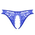 thumbnail image 4 of Elainilye Fashion Womens Bikini Underwear Cotton Sexy Underwear Thong Lace Bow Bikini Panties Pearl Silky Comfy Lace Brife,Blue, 4 of 4