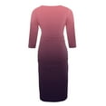 thumbnail image 4 of Jinhomg Fashion Pregnancy Dress for Women 3/4 Sleeve Gradient Color Bodycon Dress Slim Fit Comfy Crew Neck Midi Maternity Dresses Spring Saving Today Watermelon Red L, 4 of 5