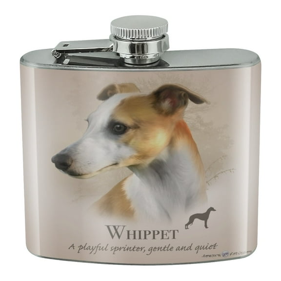 Whippet Dog Breed Stainless Steel 5oz Hip Drink Kidney Flask