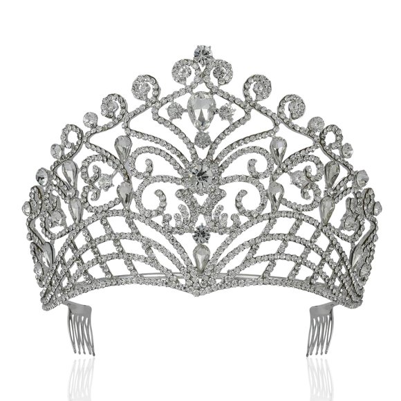 Lush Clear Cristal Austriaco Rhinestone Tiara Corona Nupcial Prom Pageant T11884 (Plata)