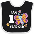 thumbnail image 3 of Inktastic I Am 1 Year Old Cute Smiling Butterfly with Flowers Girls Baby Bib, 3 of 4