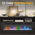thumbnail image 3 of Sonegra Fireplace TV Stand with 36" Electric Fireplace, Mid Century Modern Entertainment Center with Led Lights for 80" TVs , Wood Media Console with Slatted Sliding Doors for Living Room, Black, 3 of 8