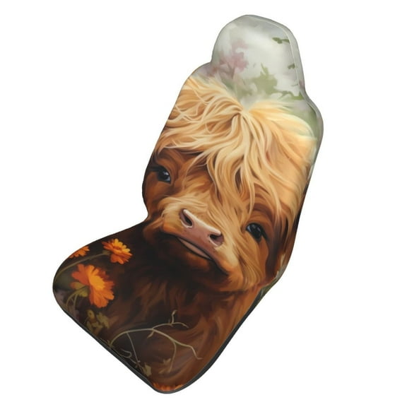 Picia Cute Floral Cow Print Waterproof Sweating Car Seat Cover for Post Gym Workout, Running, Beach and Hiking, Universal Fit Anti-Slip Bucket Seat Protector