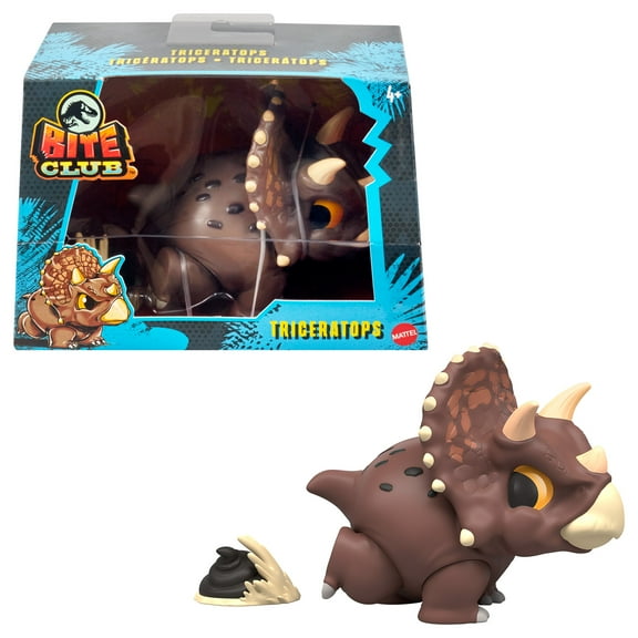 Jurassic World Bite Club Triceratops Dinosaur Figure, 4-inch Collectible, Droppings Accessory