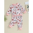 thumbnail image 2 of Toddler Girls 2 Piece Outfit Western Bull Head Print Long Sleeve Sweatshirt and Pants Set Baby Cute Fall Clothes, 2 of 8