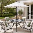 thumbnail image 4 of Round Outdoor Tablecloth with Umbrella Hole and Zipper, Gray Stripes Fitted Table Cover with Elastic Edge for 45-54 Inch, Vintage Farmhouse Greyish Ripple Pattern Waterproof Patio Tablecoths, 4 of 9