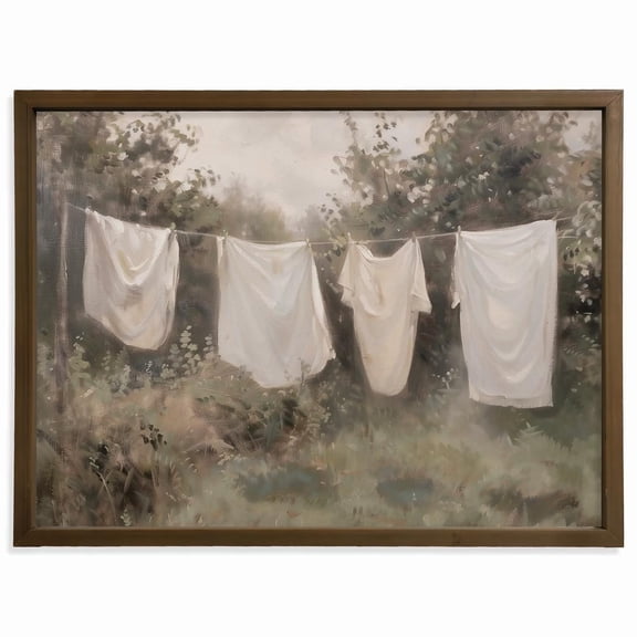 Creative Products Calming Laundry Clothesline 24 x 18 Brown Framed Print