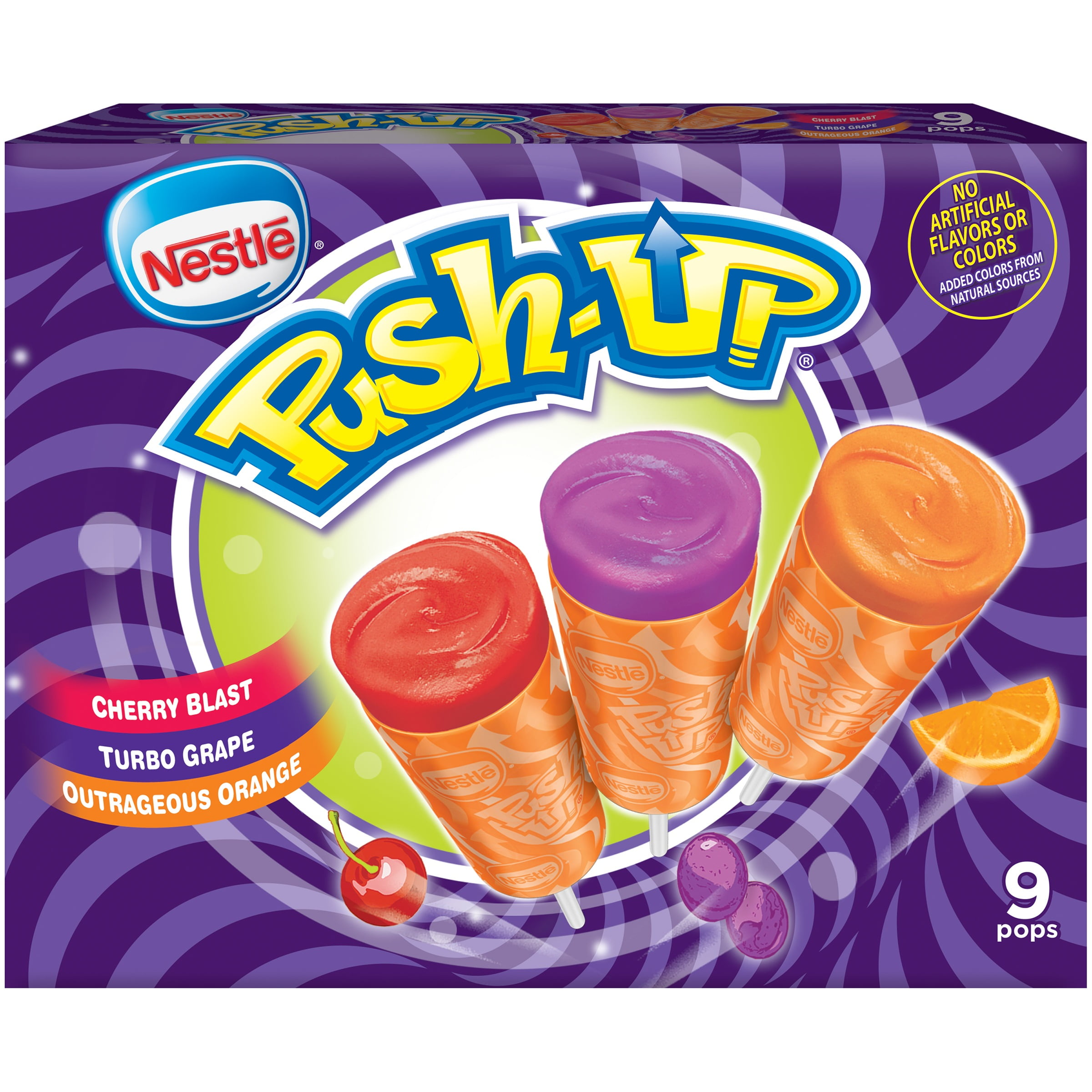 NESTLE PUSH UP Cherry Blast Turbo Grape & Outrageous Orange Ice Cream