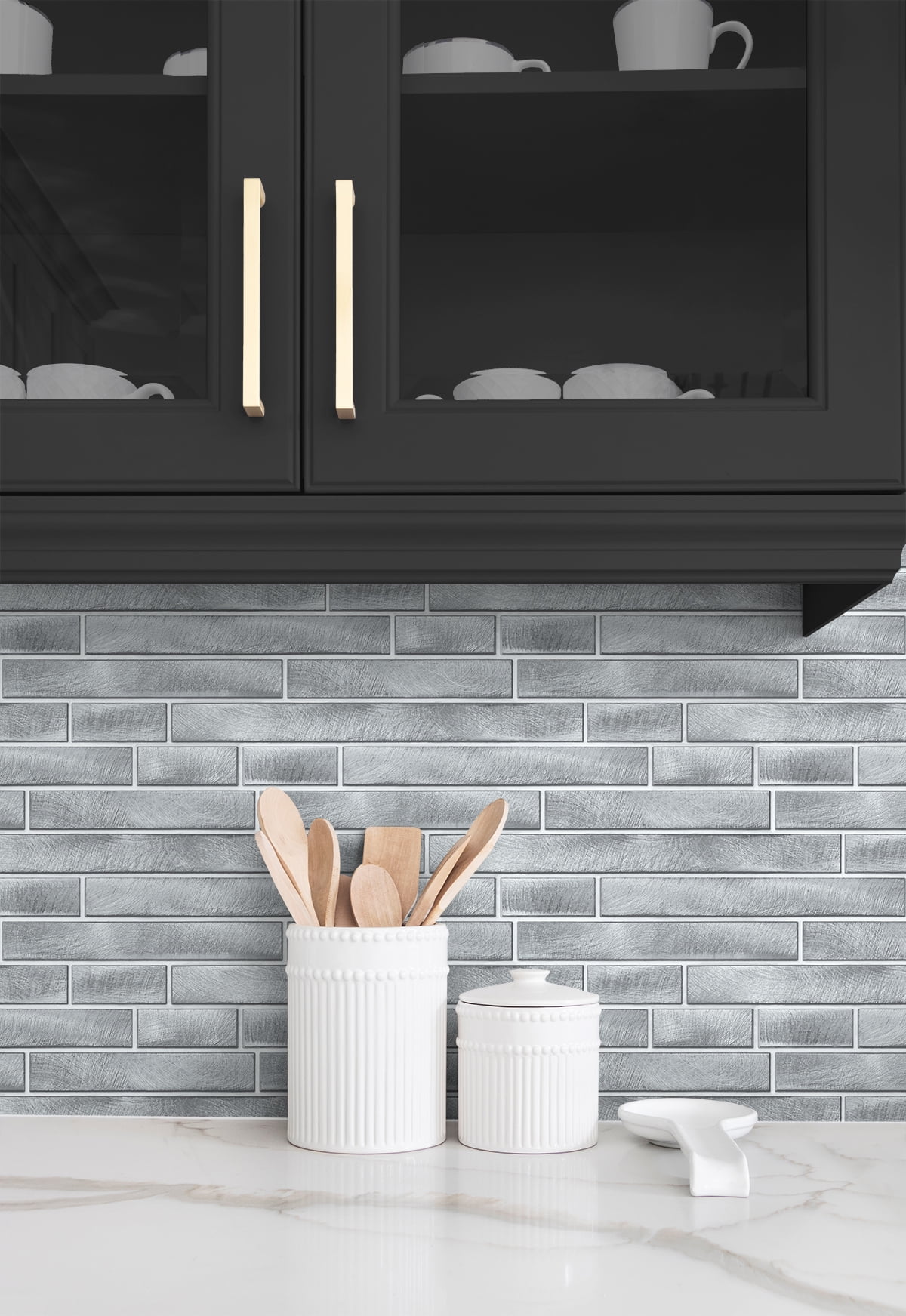 NextWall Brushed Metal Tile Peel and Stick Wallpaper