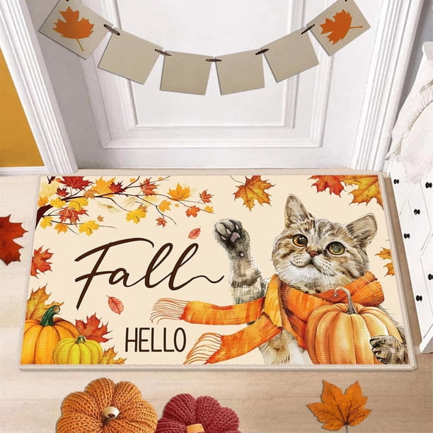 Tapete Grueso de Cocina para Acción de Gracias, Absorbente de Aceite de Calabaza, Tapete Decorativo para La Puerta, Tapete Multifuncional con Diseño para El Hogar.