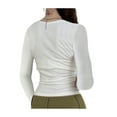 thumbnail image 3 of hirigin Women Slim Fit Pullover, White Butterfly Print Long Sleeve V-neck T-shirt for Spring/ Fall, S/M/L, 3 of 5