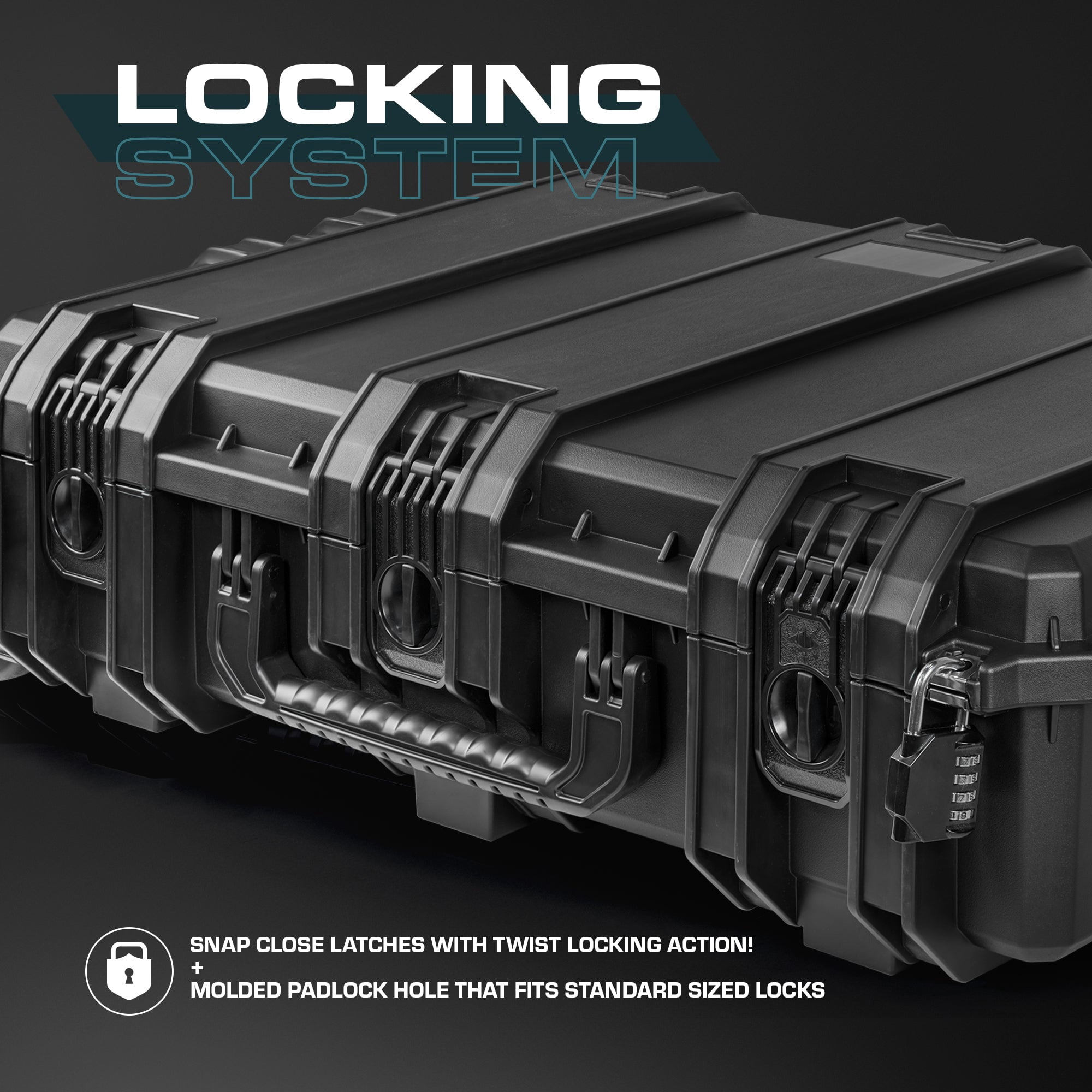 Seahorse SE1231FML,BK 31.9 x 21.1 x 9.1 in. Protective Case with Foam & Metal Locking Latches, Black