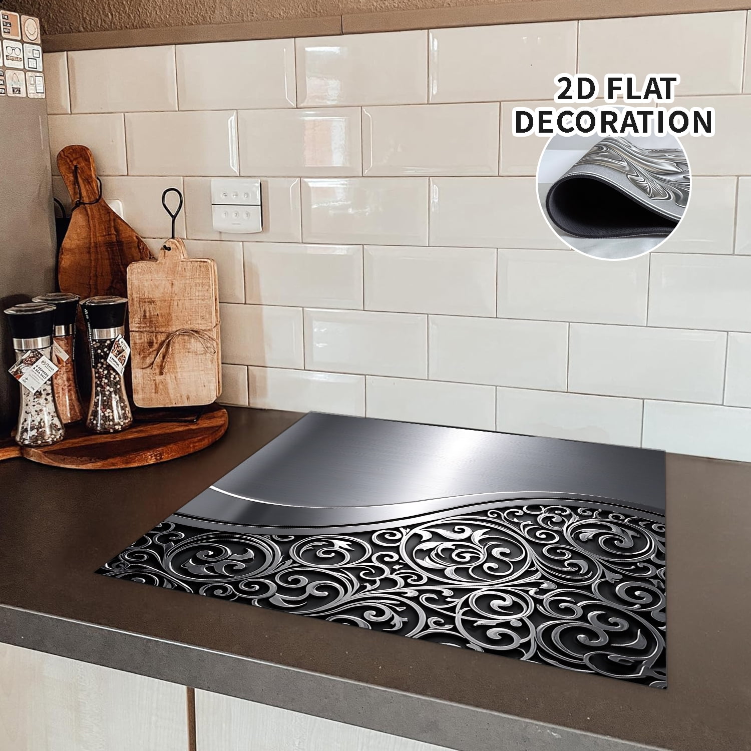 Glass Stove Top Cover, Multi-Design Stove Top Cover for Glass/Electric Stoves - 3-in-1 Heat-Resistant Protector Mat, Non-Slip Drying Rack 28"x20"