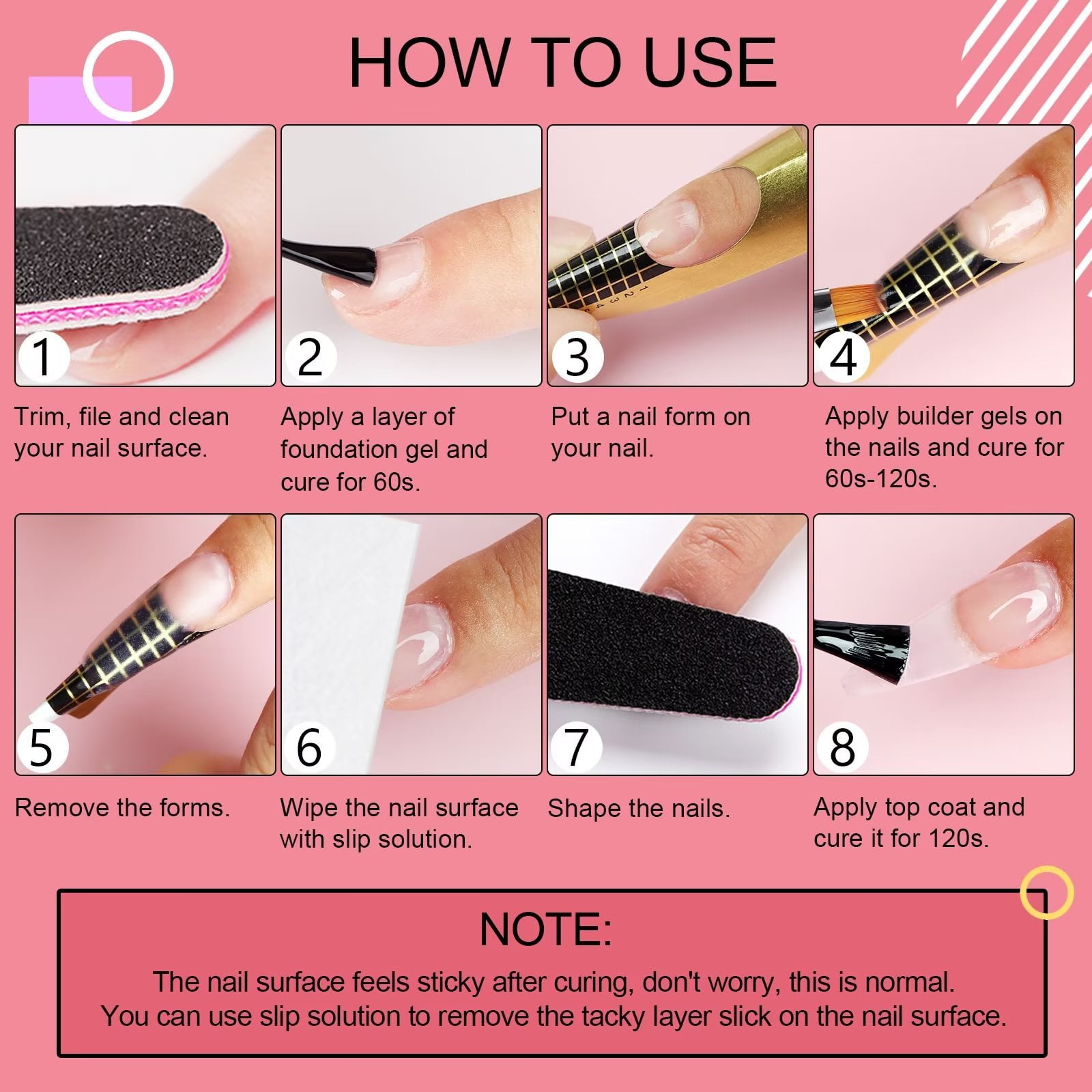 Saviland Clear Builder Nail Gels Kit - 4 Colors Harden Gel Nail Extension with Base/Top Coat,100PCS Nail Forms and Acrylic Nail Brush